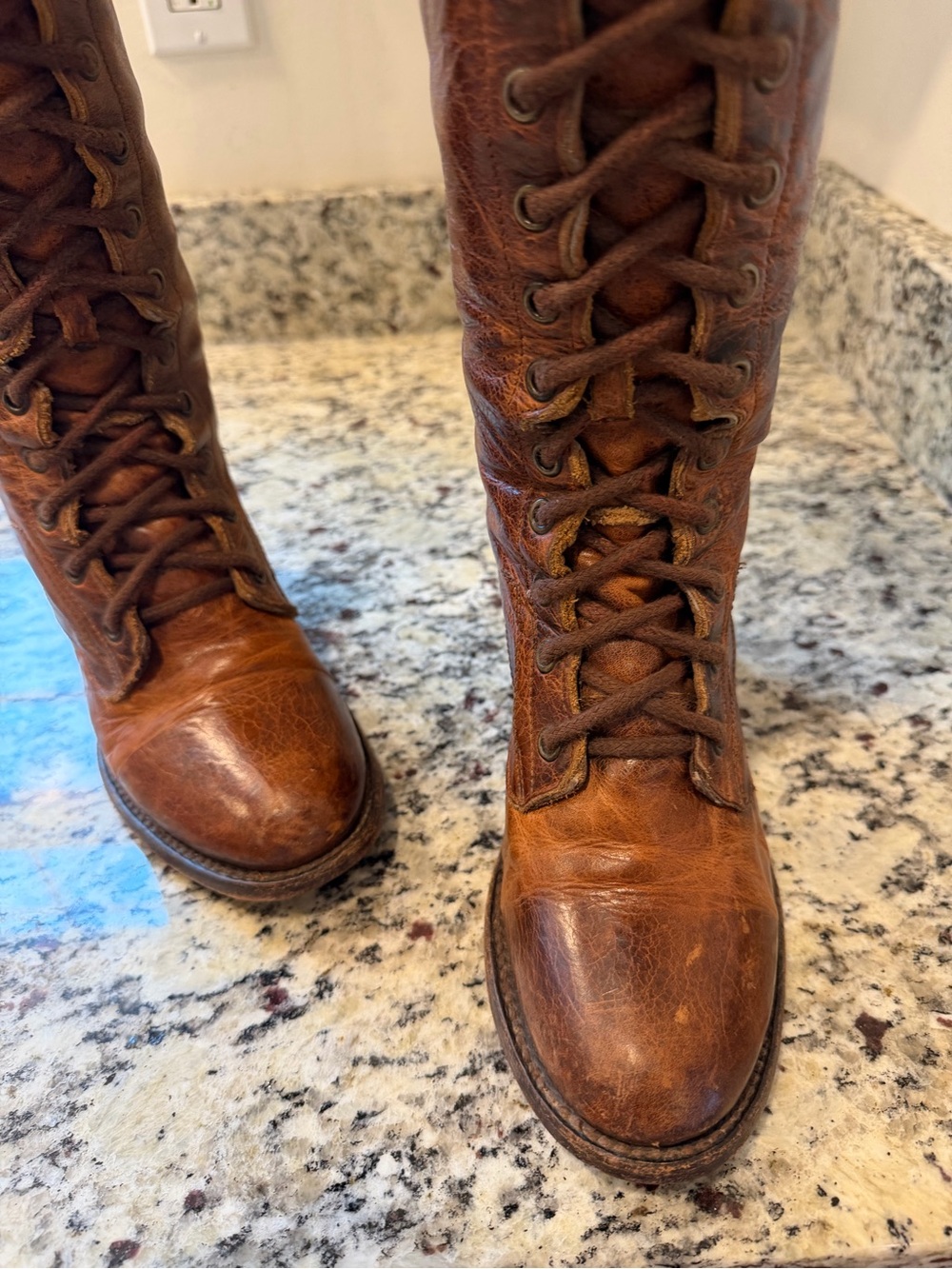 Freebird by Steven Brown Leather Lace-Up Knee Boots - Picture 7 of 9